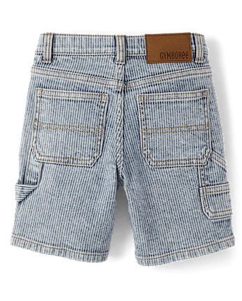 Boys Railroad Striped Denim Carpenter Shorts - Coastal Edit