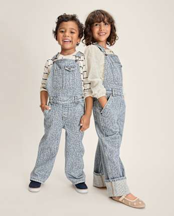 Kids Railroad Striped Denim Overalls - Driftwood Bay