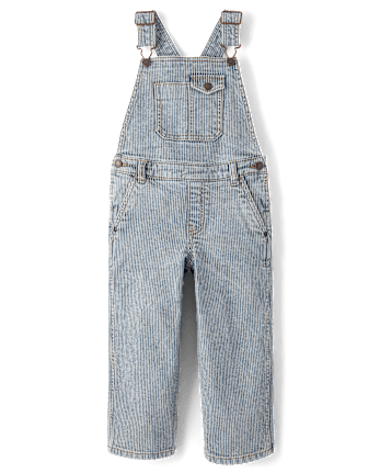 Kids Railroad Striped Denim Overalls - Driftwood Bay