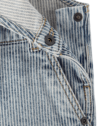 Kids Railroad Striped Denim Overalls - Driftwood Bay