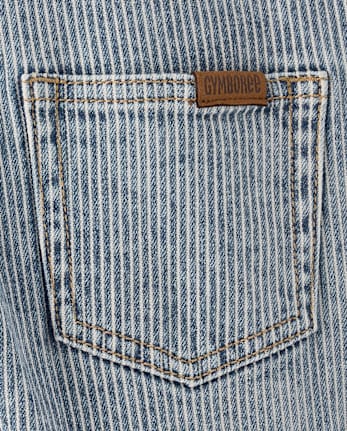 Kids Railroad Striped Denim Overalls - Driftwood Bay