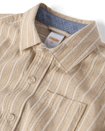 Boys Striped Linen-Blend Button Up Shirt - Linen Edit