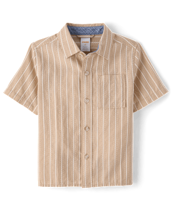 Boys Striped Linen-Blend Button Up Shirt - Linen Edit