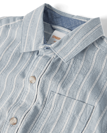 Boys Striped Linen-Blend Button Up Shirt - Linen Edit