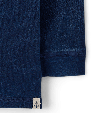 Boys Indigo Wash Henley Top - Driftwood Bay