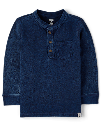 Boys Indigo Wash Henley Top - Driftwood Bay