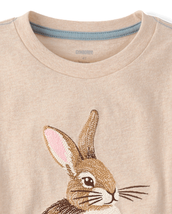 Haut brodé lapin pour garçon - Jardin enchanté