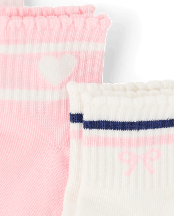Lot de 3 paires de chaussettes rayées à nœud papillon pour filles - Club House