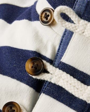 Kids Striped French Terry Half Button Pullover - Driftwood Bay