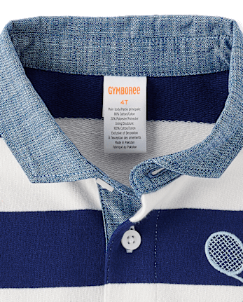 Kids Striped Embroidered Tennis French Terry Rugby Polo - Club House