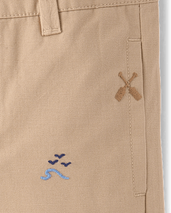 Boys Embroidered Coastal Chino Pants - Driftwood Bay