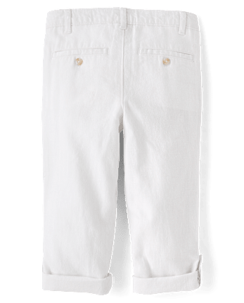 Pantalon chino à revers en lin mélangé pour garçon - Collection Lin
