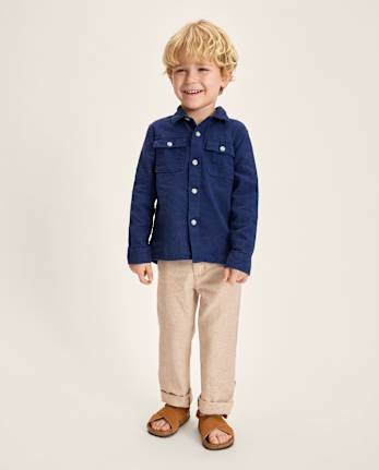 Pantalon chino à revers en lin mélangé pour garçon - Collection Lin