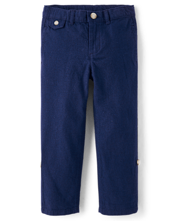 Boys Linen-Blend Roll Cuff Chino Pants - Linen Edit