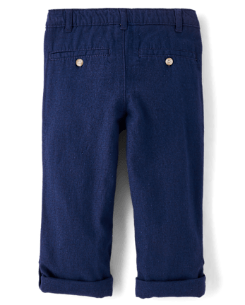 Boys Linen-Blend Roll Cuff Chino Pants - Linen Edit