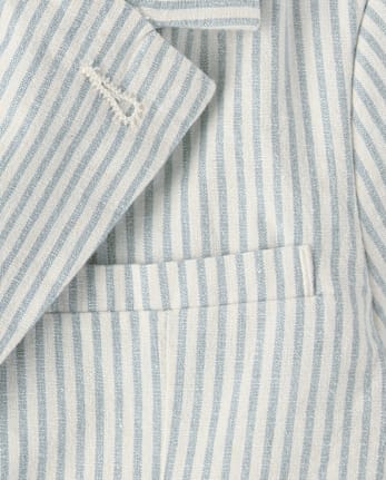 Boys Striped Linen-Blend Blazer - Special Occasions