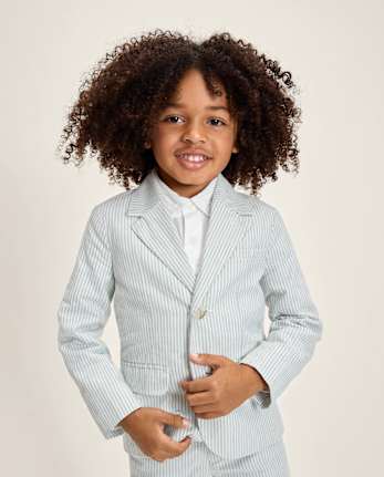 Boys Striped Linen-Blend Blazer - Special Occasions