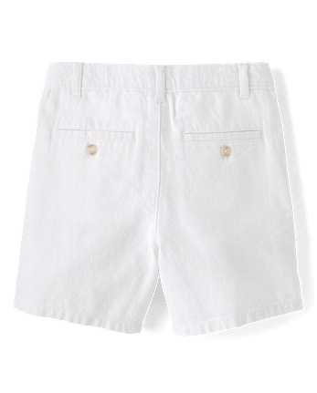 Boys Linen-Blend Chino Shorts - Linen Edit