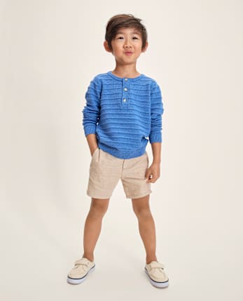 Boys Linen-Blend Chino Shorts - Linen Edit