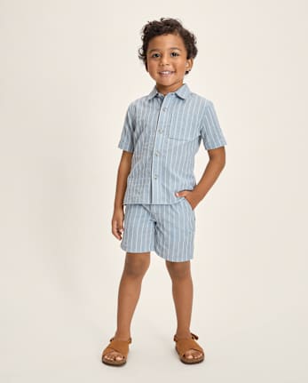 Short rayé en lin mélangé pour garçon - Collection Lin