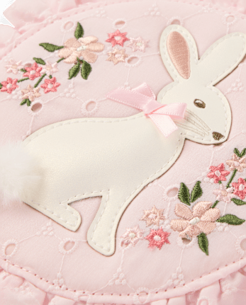 Girls Embroidered Bunny Ruffle Round Bag - Enchanted Garden