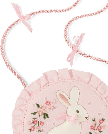Girls Embroidered Bunny Ruffle Round Bag - Enchanted Garden