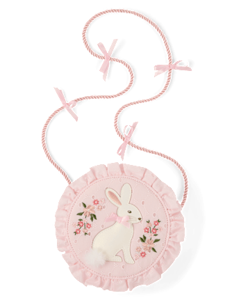 Girls Embroidered Bunny Ruffle Round Bag - Enchanted Garden