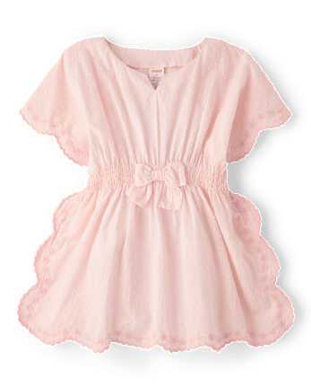 Girls Scalloped Eyelet Clip Dot Cover-Up - Swim Shop