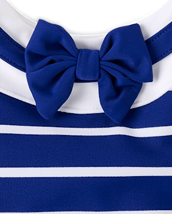 Girls Striped Bow Sailor One Piece Swimsuit - Swim Shop