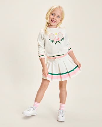 Girls Quick Dry Striped Hem Pleated Skort - Club House