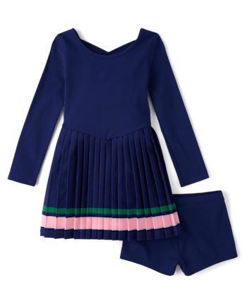 Girls Quick Dry Cross Back Pleated Active Dress - Club House