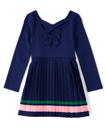 Girls Quick Dry Cross Back Pleated Active Dress - Club House