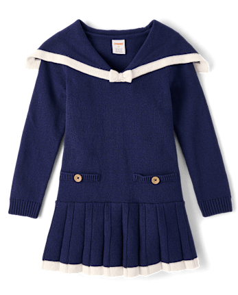 Girls Sailor Sweater Dress - Driftwood Bay