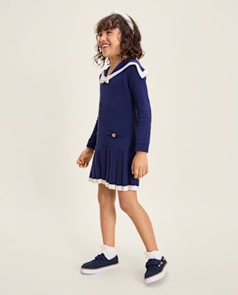 Girls Sailor Sweater Dress - Driftwood Bay