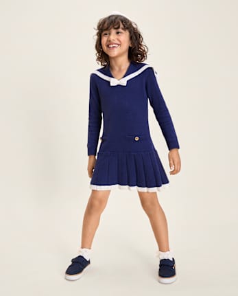 Girls Sailor Sweater Dress - Driftwood Bay