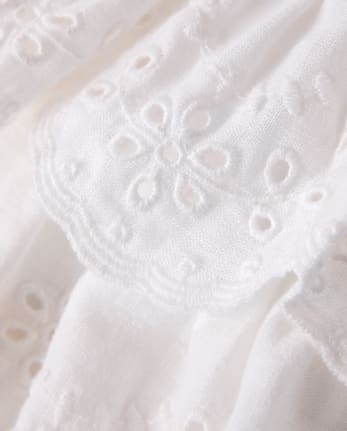 Jupe-short à volants en lin mélangé à œillets festonnés pour filles - Collection Lin