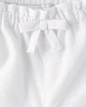 Girls Embroidered Eyelet Linen-Blend Pull On Shorts - Linen Edit