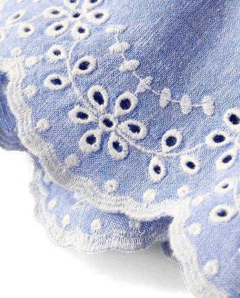 Girls Embroidered Eyelet Linen-Blend Pull On Shorts - Linen Edit