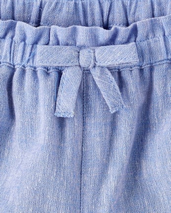 Girls Embroidered Eyelet Linen-Blend Pull On Shorts - Linen Edit