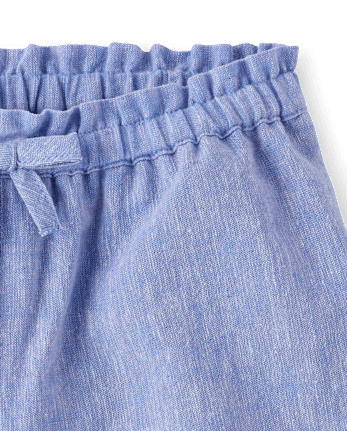 Girls Embroidered Eyelet Linen-Blend Pull On Shorts - Linen Edit