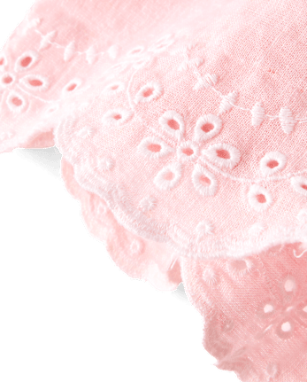 Girls Embroidered Eyelet Linen-Blend Pull On Shorts - Linen Edit