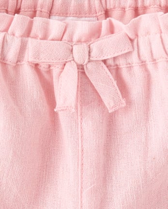 Girls Embroidered Eyelet Linen-Blend Pull On Shorts - Linen Edit