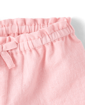 Girls Embroidered Eyelet Linen-Blend Pull On Shorts - Linen Edit