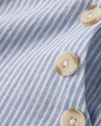 Girls Button Linen-Blend Sailor Pants - Linen Shop