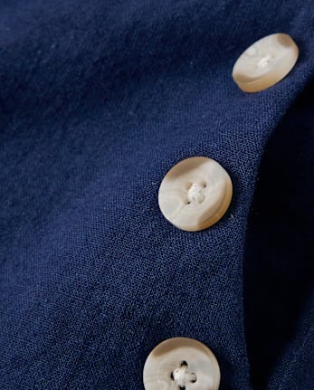 Pantalon marin en lin mélangé à boutons pour filles - Boutique de lin