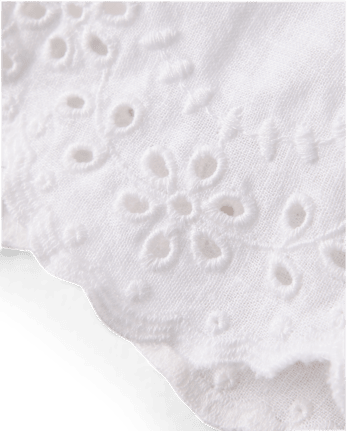 Pantalon large en lin mélangé brodé à œillets pour fille - Collection Lin