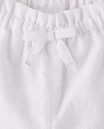 Pantalon large en lin mélangé brodé à œillets pour fille - Collection Lin