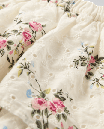 Girls Floral Eyelet Tiered Skort - Enchanted Garden