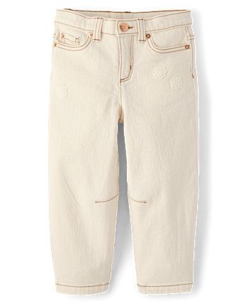 Girls Crochet Floral Barrel Jeans - Driftwood Bay