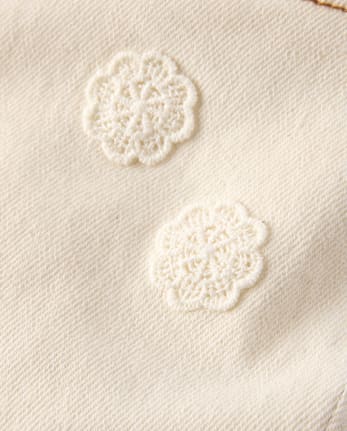 Girls Crochet Floral Barrel Jeans - Driftwood Bay